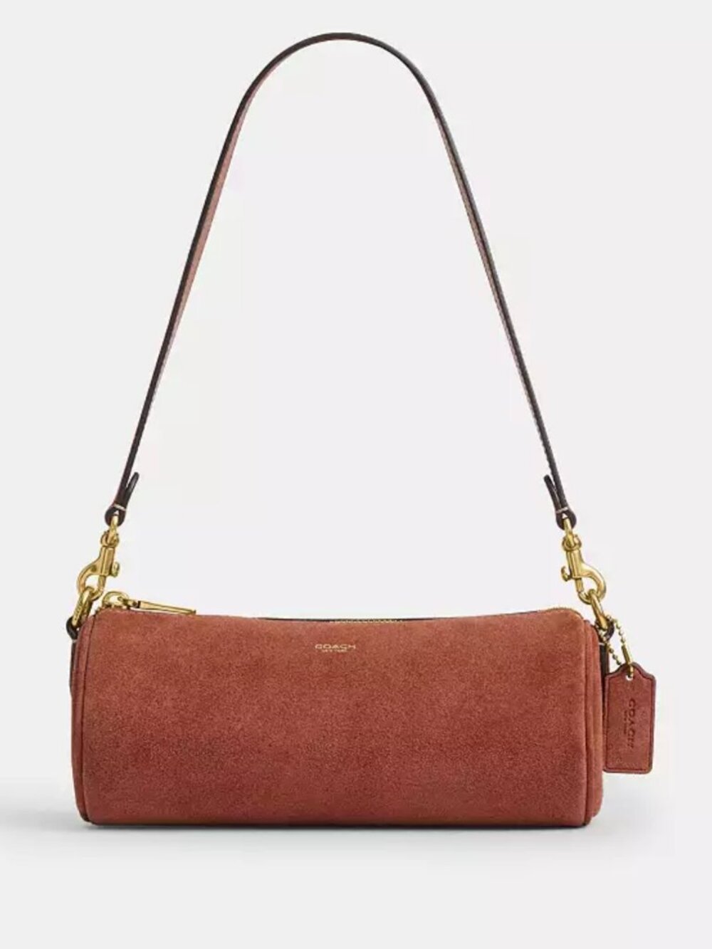COACH barrel bag. brass/clay. CDy81.